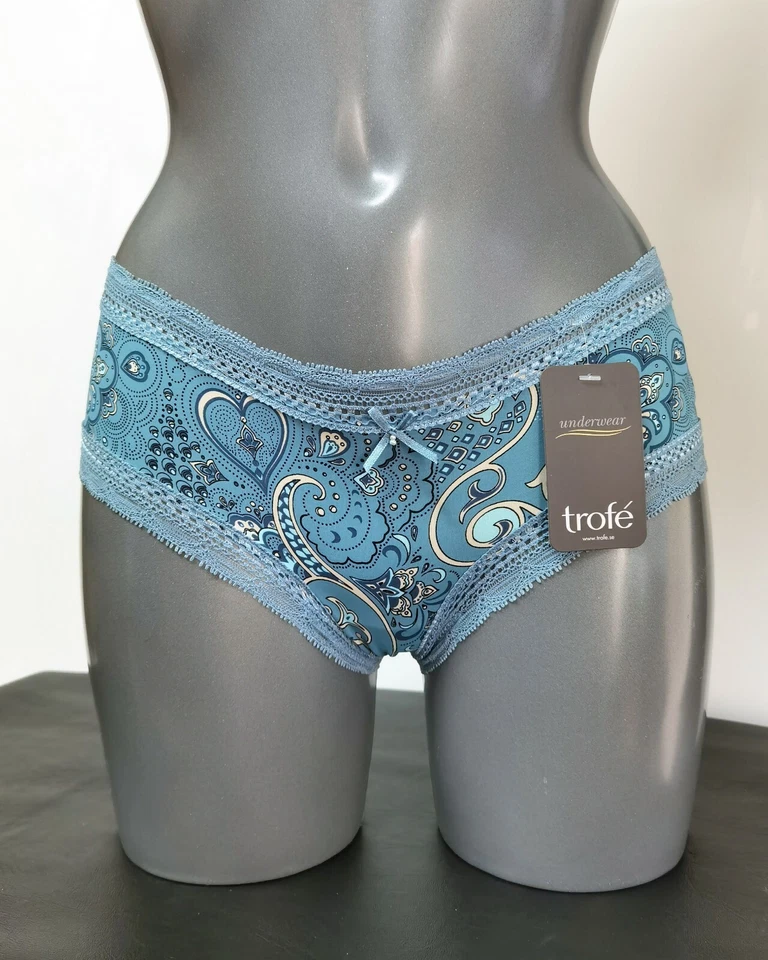 Trofe Sexy Blue Laila Paisley Hipster Brief, Knickers  - Size M to XXL (210904)  - Image 2 of 4