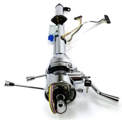 GM 33'' Chrome Steering Column Automatic with Keyed Ignition Switch for a Hot Rod