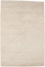 Handmade Moroccan Oriental Rug Cream Beige Geometric Design Plush Carpet 6X9 ft