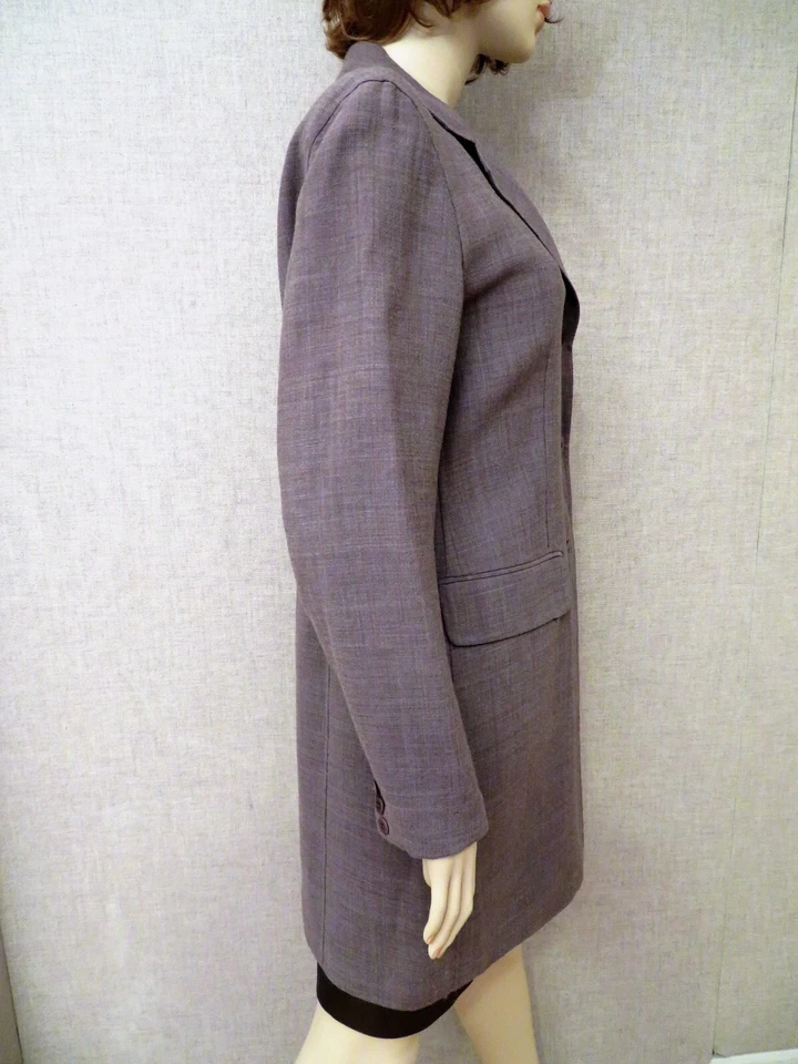 Abrigo largo de lana beige claro sin forrado Donna Karan para mujer talla 8 M Foto 3 de 4