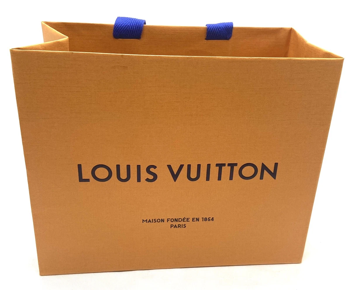 Authentic Louis Vuitton MM Empty Paper Bag Blue Handles Orange Retail Bag NEW