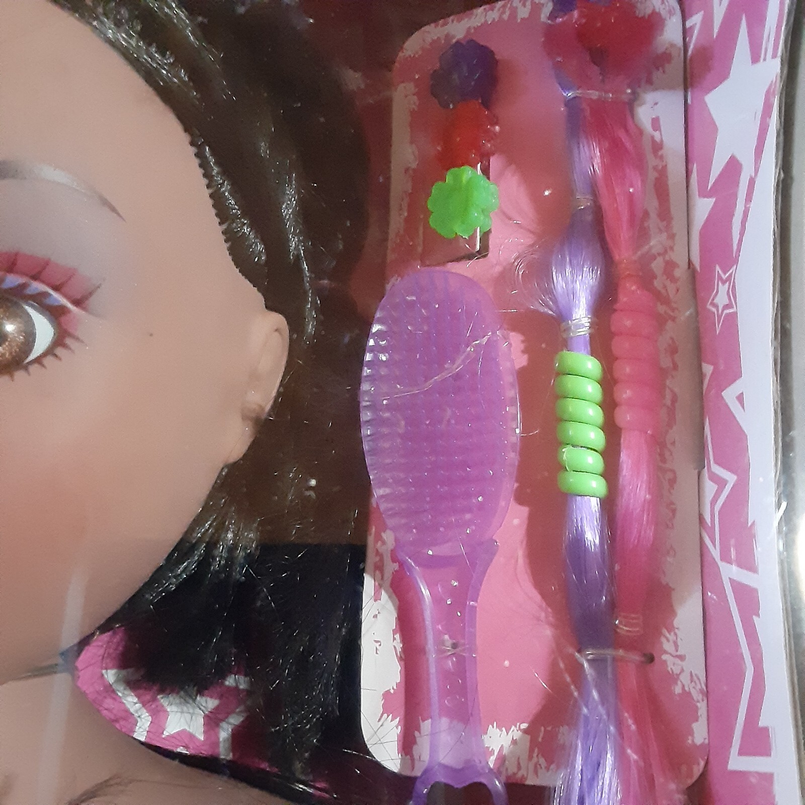 Glitzy Girl Hair Styling Doll Head African American Black NEW Box