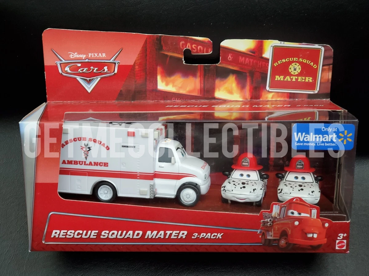 DISNEY PIXAR CARS RESCUE SQUAD MATER AMBULANCE MIA TIA DALMATIAN 3 PACK SAVE 6