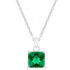 4.5 Ct Princes Green & Clear Cz Reversible Pendant Necklace