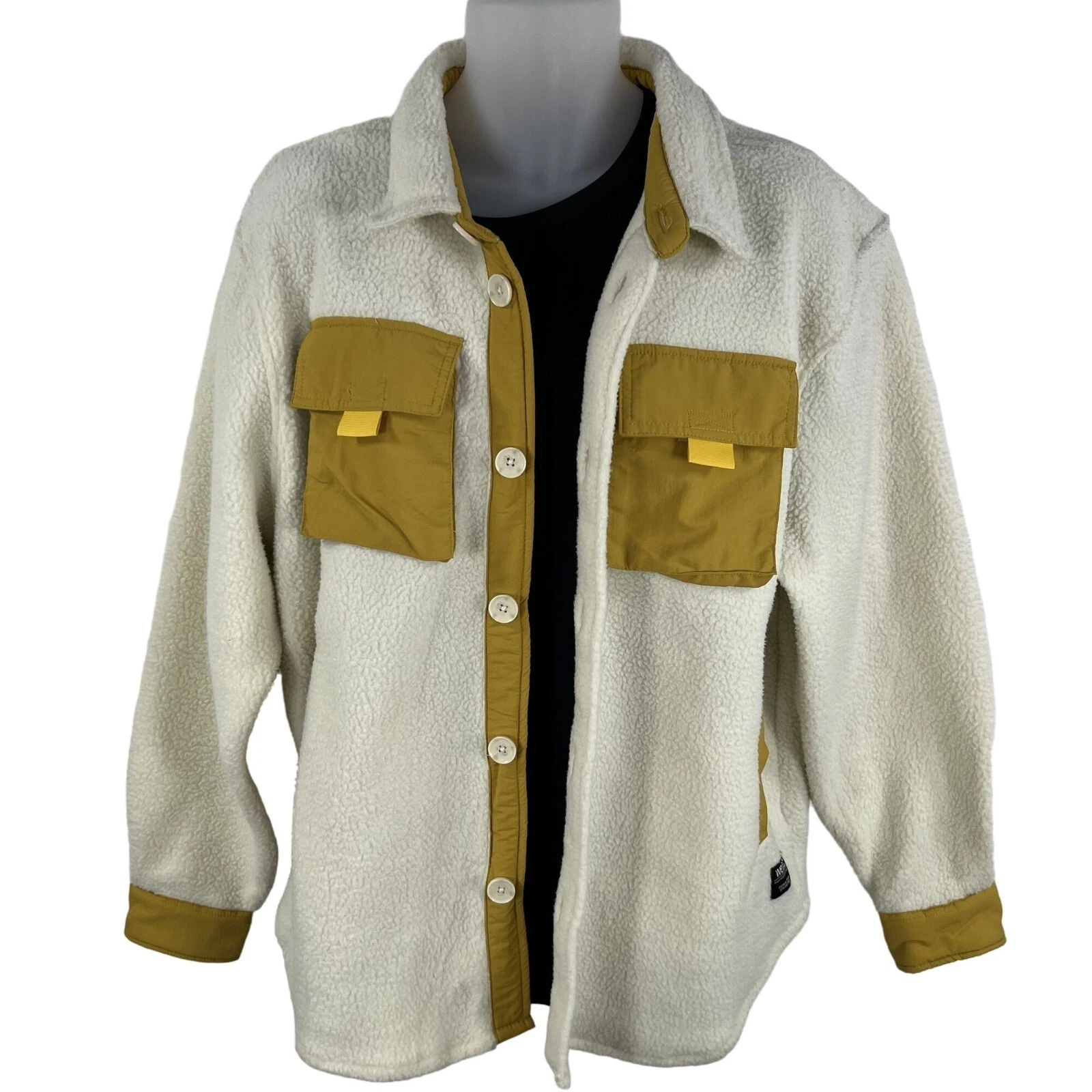 WESC NWT Sweden Sherpa Cargo Shacket Unisex XL / XXL Colorblock Overshirt Jacket