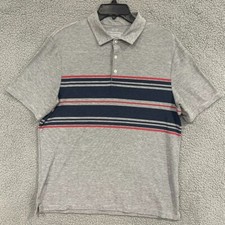 Vineyard Vines Edgartown Polo Mens Medium Blue Gray Striped Short Sleeve Whale