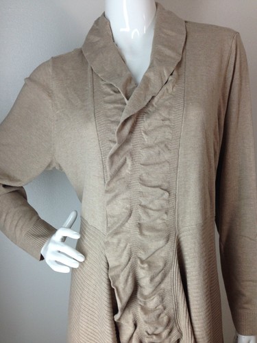 Women's New Plus Size 1X Cotton Knit Cardigan Sweater Heather Beige Long/ S NWT - Picture 5 of 11