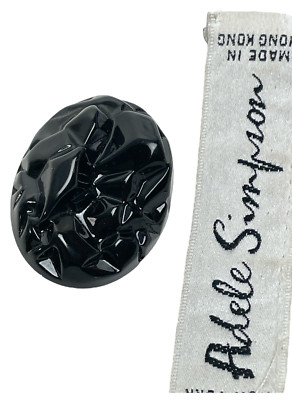 Vintage Adele Simpson Plastic Black Main Front  Organic Shape Button Large