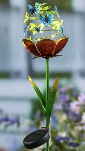 Plow & Hearth Blue/green Solar  Power Garden Stake Outdoor decor
