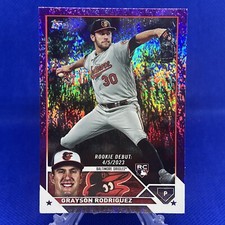 2023 Topps Update US35 Grayson Rodriguez Rookie Debut #362/799 Purple Foil Card. rookie card picture