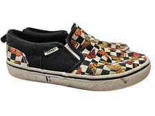 Vans Butterfly Checkerboard Canvas Sneaker Shoes Youth Missy Girls Sz 4