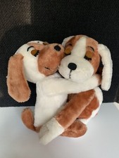 VINTAGE 1976 R DAKIN HUGGING KISSING BROWN PUPPY DOGS STUFFED ANIMAL PLUSH TOY