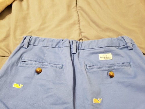 VINEYARD VINES SIZE 14 BOY'S GREEN/PINK WHALE EMBROIDERED SHORTS BLUE - Picture 4 of 6