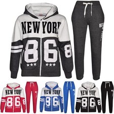Kids Tracksuit Boys Girls Designer's New York 86 Print Jogging Suit 7-13 Years