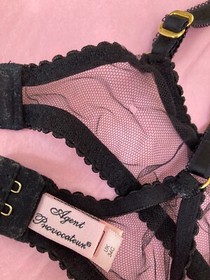 Agent Provocateur 34C bra & thong aqua black CALLIE tattoo embroidery 50 shades
