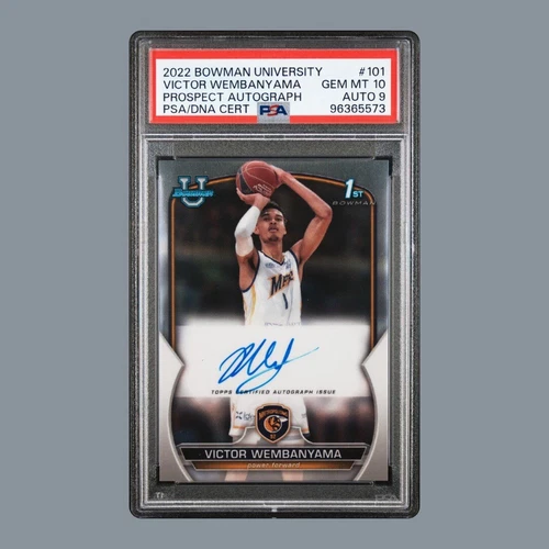 2022-23 Bowman University #101 Victor Wembanyama Auto PSA 10 Auto 9 Spurs RC