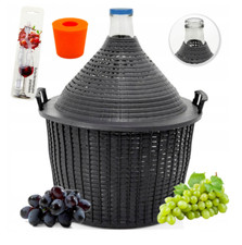 Weinballon + Kunststoffkorb + Gummistopfen+ Gärröhrchen, Glasballon, Gärballon