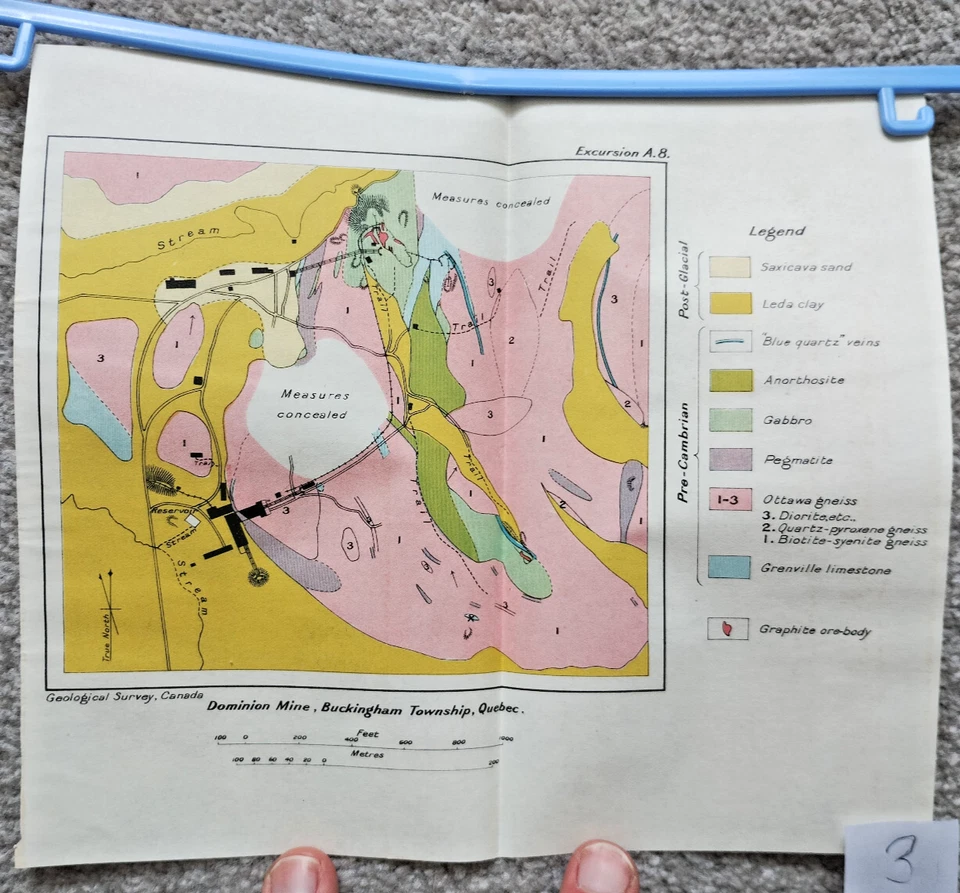 1913 Antique Geological Map of Dominion Mine, Buckingham, Quebec - Canada - Image 1 of 1
