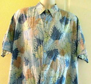 Tori-Richard-XL-Mens-Short-Sleeve-100-Cotton-Blue-Floral-Hawaiian-Shirt