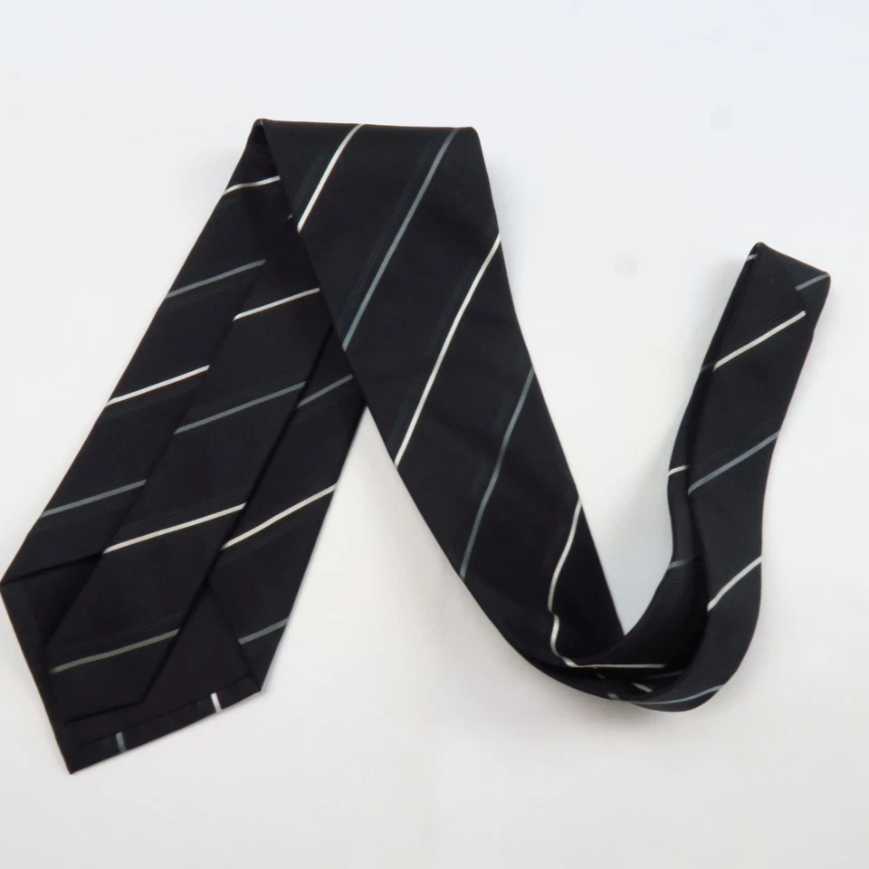 Corbata H&M negra/gris/azul a rayas diagonales para hombre 57x4 moderna profesional Foto 4 de 4