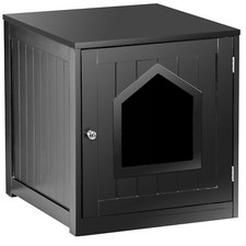 Cat Litter Box Enclosure Indoor Furniture Hidden Kitty Litter Box Cabinet Black