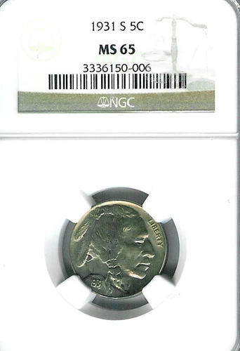 1931-S Buffalo Nickel : NGC MS65