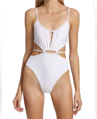 Jonathan Simkhai Swimsuit Women's White Genesis Cut Out One-Piece Size S  $245