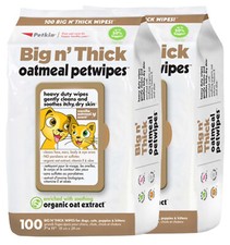 Petkin Pet Wipes   Big 'n Thick Extra Large Oatmeal Pet Wipes, 200ct