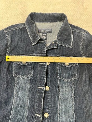 Baccini Size Medium Denim Jean Jacket Coat button up Stretch Western Cowgirl - Picture 5 of 7