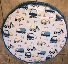 Oeko-Tex Baby Play Mat Tummy Time Construction Tractors Trucks Boy Round