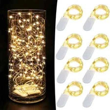 4-8Pack 20 LED 6.6ft Battery Operated Mini LED Copper Wire String Fairy Lights