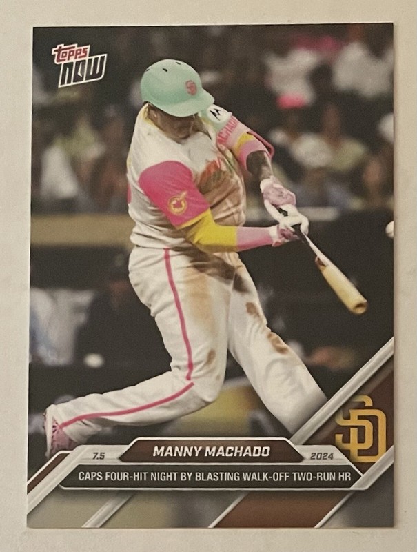 2024 Topps NOW 385 MANNY MACHADO SAN DIEGO PADRES 4 HIT GAME & Walk Off 7/5/24
