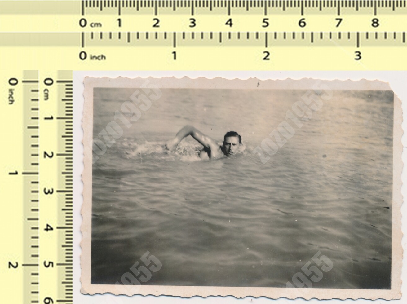 1936 Man Swim Guy Swimming Abstract Surreal Beach vintage original photo