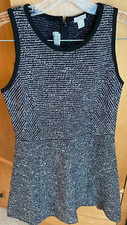 NEW J CREW FACTORY BLACK WHITE TWEED PATTERN SKATER SLEEVELESS DRESS 2