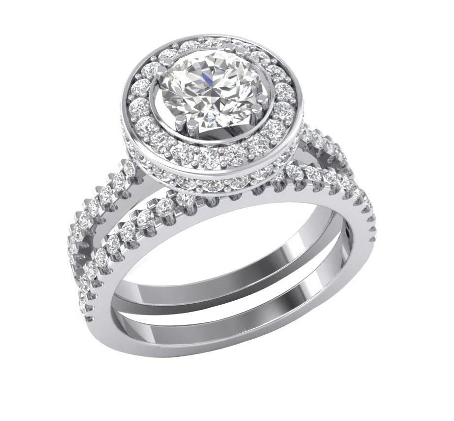 VS F 1.90 Ct Round Lab Grown Diamond Bridal Engagement Ring Set 10K Rose Gold - Image 4 of 4