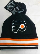 NHL Philadelphia Flyers Cuff Pom Hat NWT boys size 8-20 Black, Orange  White