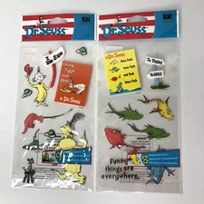2 Dr. Seuss Stickers EK Success Jolee's Boutique 3D Epoxy Green Eggs One Fish