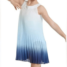 WEISSMAN solo Dance costume lyrical blue ombre pleated dress Clearly 12106 LC