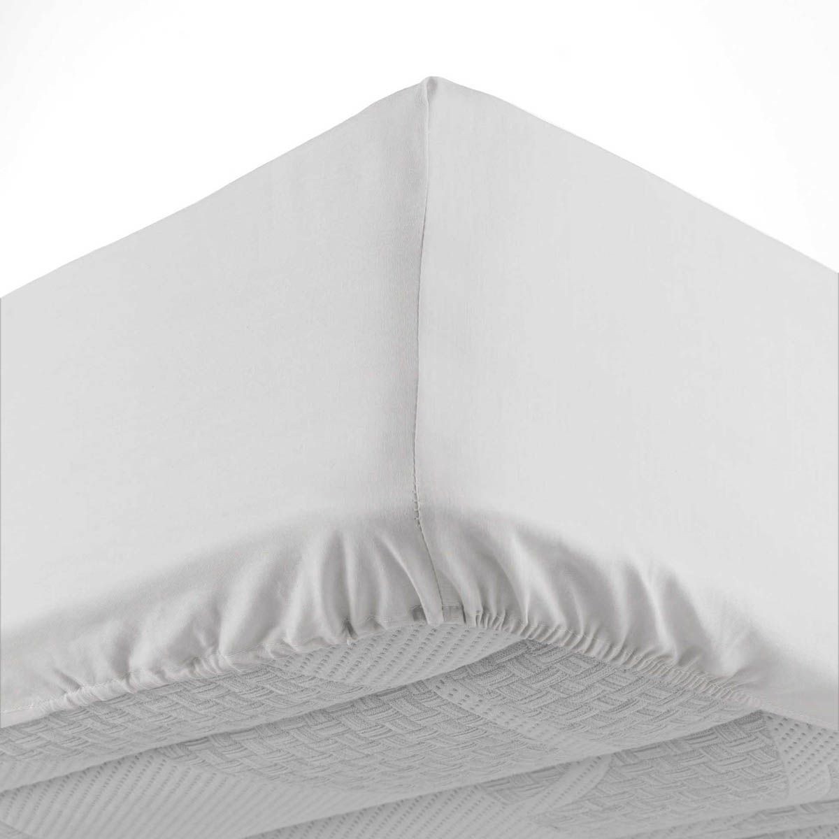 Drap housse 180x200 Lina blanc en coton peigné de qualité supérieure