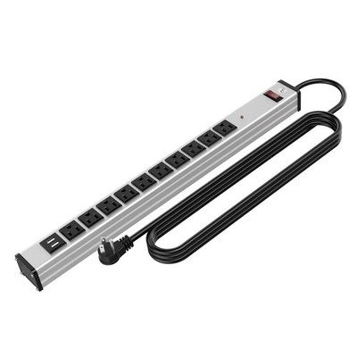 Oviitech10 Outlets Aluminum Power Strip Metal Socket Heavy Duty with 6 Ft Ext...