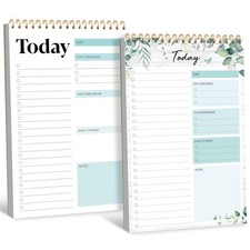 2 To Do List Notepads, Daily Planner 10x6.3 inches, Green plants Green