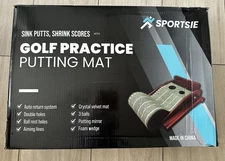 Sportsie Portable Golf Practice Putting Mat 9.5 FT with Ball Return