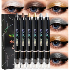 6 Pcs Eyeshadow Stick Shimmer Eye Shadow Set with Retractable and Blendable Eye