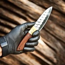 Handmade High Carbon Steel Hunting Skinning Knife Fixed Blade Wood Handle