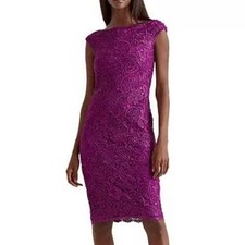 Ralph Lauren Lace Purple Cap Sleeve Sheath Dress Size 0 NWT