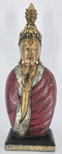 VINTAGE Thai Buddha Monk Bust With Base Sculpture 25" - Great Condition