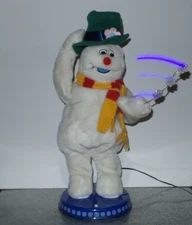 Gemmy Frosty The Snowman Animated Dancing Spinning Snowflake Lights Video Read