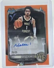 2025-26 Bowman Chrome Prospect Autographs Orange Nate Calmese RC Auto 25/25 Wake