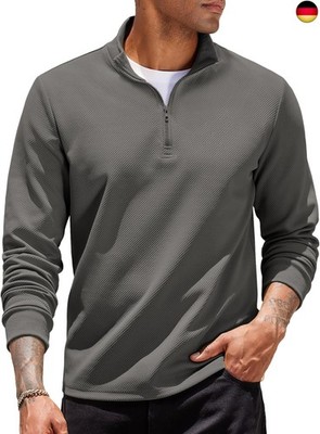 COOFANDY Sweatshirt Herren Langarm 1/4 Zip Stehkragen Pullover ohne Kapuze