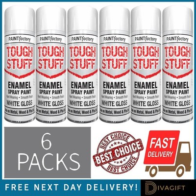 6 x 400ML EMAILLE WEISS GLANZ SPRÜHFARBE HOLZ METALL KUNSTSTOFF BASTELN HARTE SACHEN